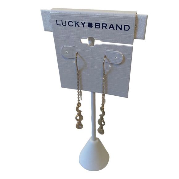 Matte Gold Toned Moon Phase Delicate Threader Earrings. - Picture 3 of 4